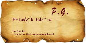 Pribék Géza névjegykártya