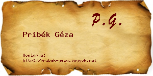 Pribék Géza névjegykártya